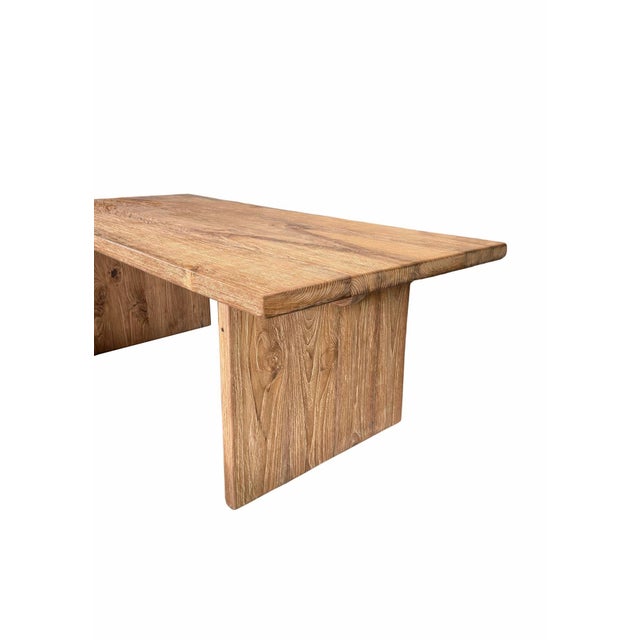 Wood Large Teak Wood Table, Natural Finish, Hand-Crafted Modern Organic For Sale - Image 7 of 7