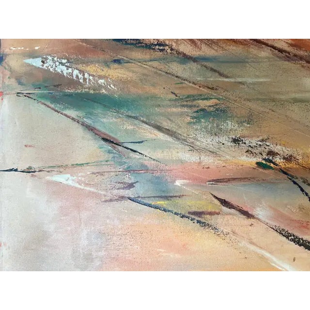 Abstract Expressionism Alice Marcus " Seascape With Sailboats" Oil on Canvas Painting, Framed 1950's For Sale - Image 3 of 14