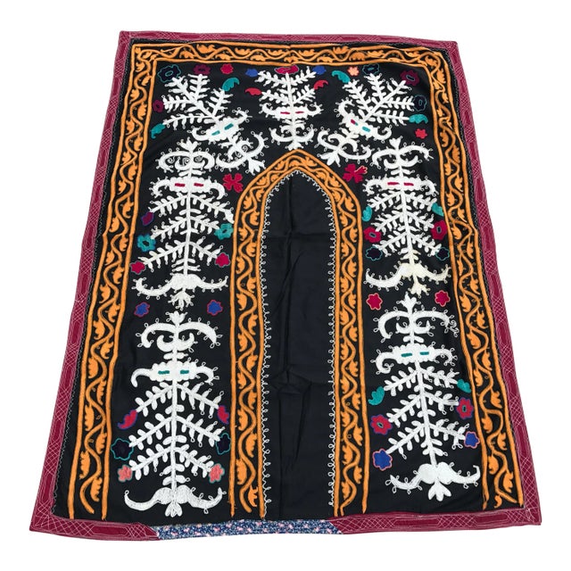 Vintage Black & White Suzani Fabric For Sale