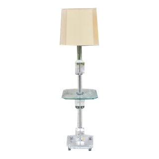 Mid 20th Century Lucite and Glass Table Floor Lamp For Sale