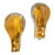 Set of Two 1970s Space Age Amber and Green Heavy Glass Wall Sconces by Veca For Sale