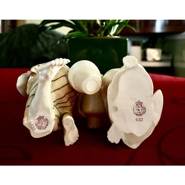 Ceramic Kneeling Water Carriers attributed to James Hadley for Royal Worcester, Set of 2 For Sale - Image 7 of 10