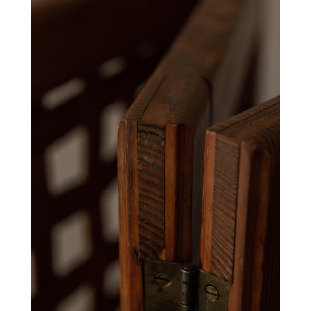 Vintage Wooden Room Divider or Folding Screen in Lattice Weave, 1970s For Sale - Image 6 of 17
