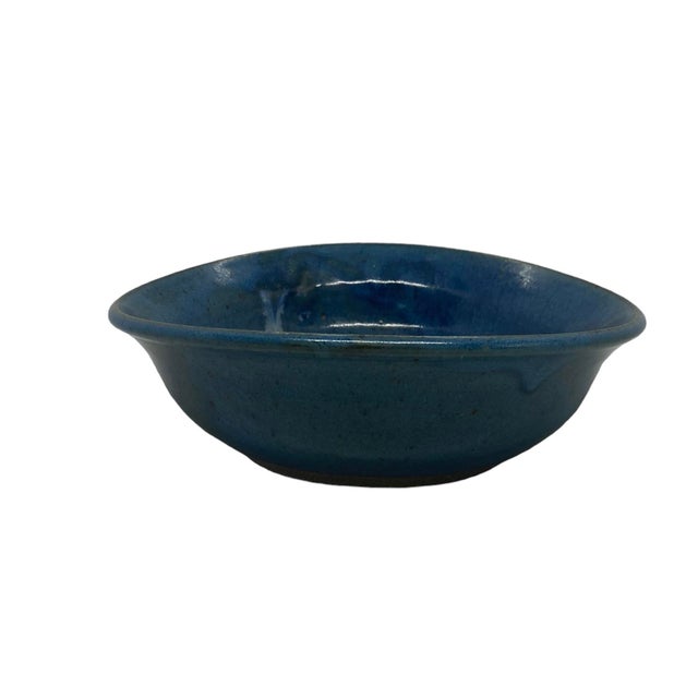 Contemporary Ceramic Pottery Oblong Blue Black 9 3/4” Bowl. This beautiful bowl was hand crafted with clay, hardened by...