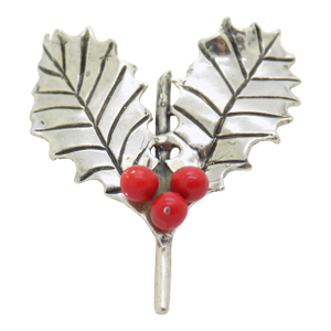 Vintage Italian Handmade Genuine Silver Holly Miniature Figurine Christmas Decorative Miniature