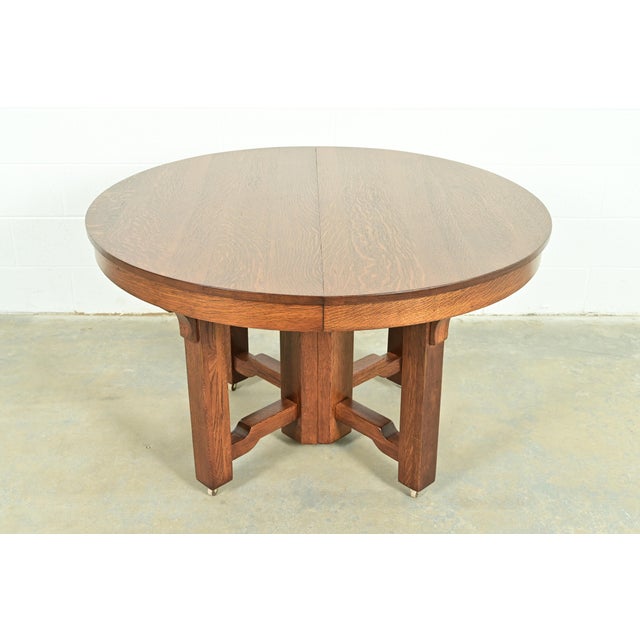 Stickley Brothers Style Antique Mission Oak Arts & Crafts Extension Dining Table, Newly Refinished For Sale - Image 13 of 13