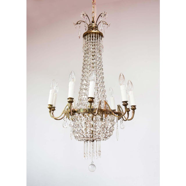 Large Art Nouveau Swedish Glass Chandelier, 1890s For Sale - Image 11 of 11