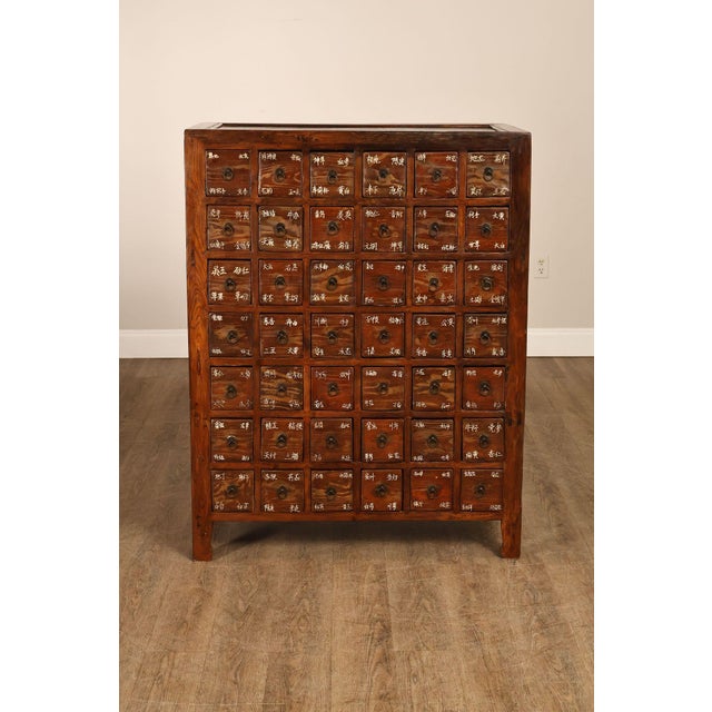 Antique Chinese Elm Wood Apothecary Cabinet With Multiple Drawers For Sale - Image 13 of 18