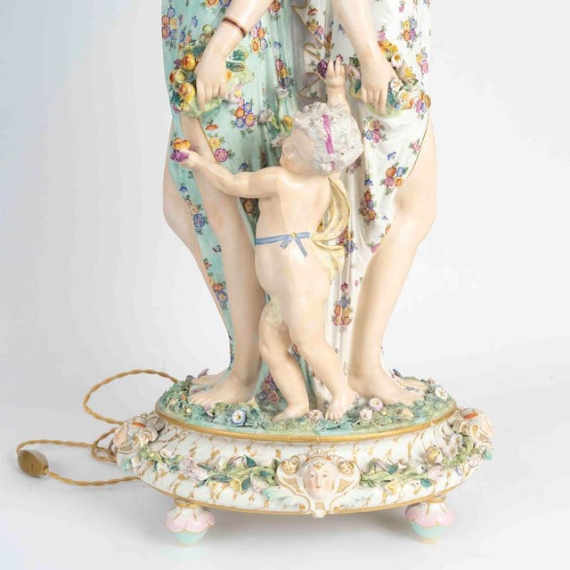 Napoleon III Style Saxon Porcelain Table Lamp For Sale - Image 3 of 9
