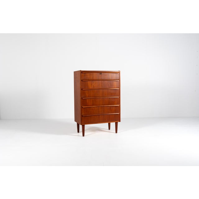 Vintage Danish Teak Tallboy Chest of Drawers, 1960s For Sale - Image 4 of 13