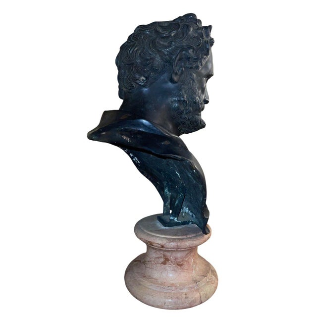 Late 19th C. Italian Bronze Busts of Heraclitus & Archytas on Marble Pedestals - Set of 2 For Sale - Image 10 of 10