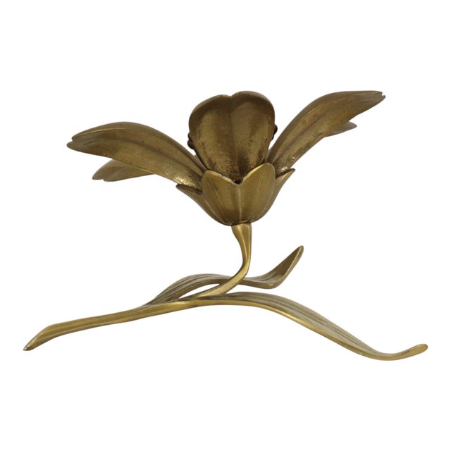 1960s Mid-Century Modern Brass Lily Flower Sculpture Figurine Ashtray, 1960s For Sale - Image 5 of 18