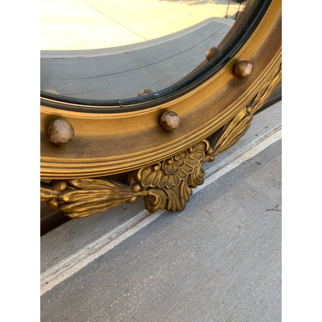 Wood Mid 20th Century American Federal Giltwood Eagle Bullseye Convex Mirror For Sale - Image 7 of 11