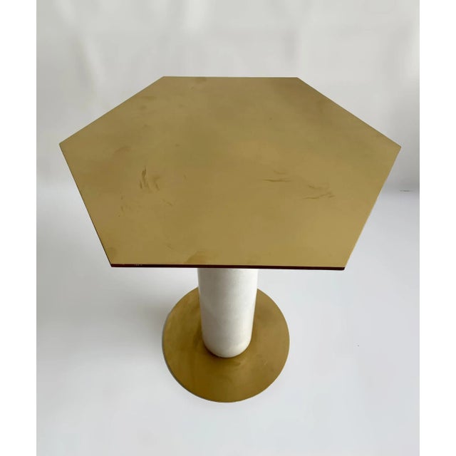 Mid 20th Century Side Table Marble and Brass Plate For Sale - Image 5 of 5
