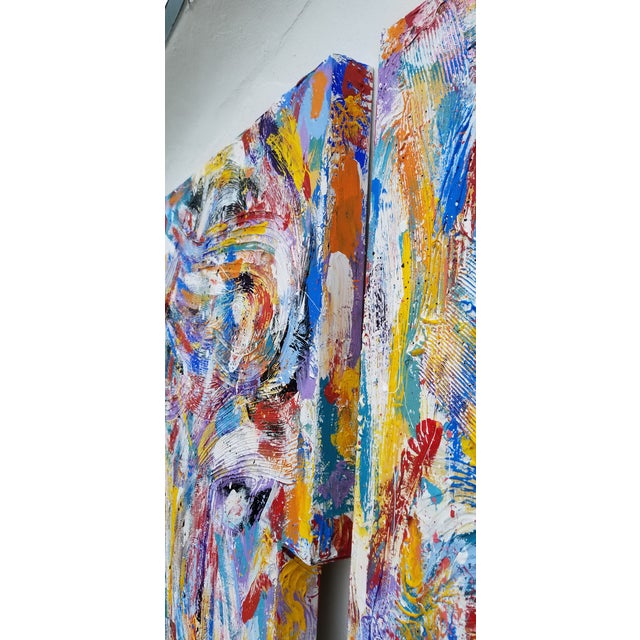 1980s Oversize Mixed Media Abstract Expressionist Paintings - a Pair For Sale In Miami - Image 6 of 12