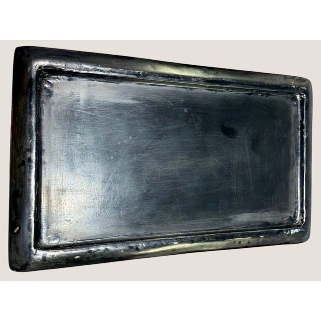 Antique Chinese Red Lacquer Box Porcelain Plaque Metal Inlay C1920 For Sale - Image 9 of 18