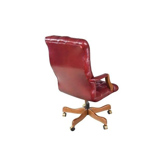 Chesterfield Style Tufted Leather High Back Executive Office Chair For Sale - Image 11 of 13