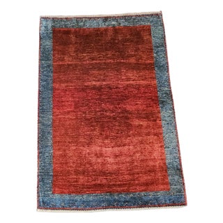 Hand-Knotted Red and Blue Wool Kashkuli Sherkat Rug, 1970s For Sale