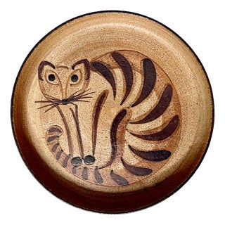 Studio Ceramic Art Plate with Cat Motif from Sgrafo Modern, 1960s For Sale