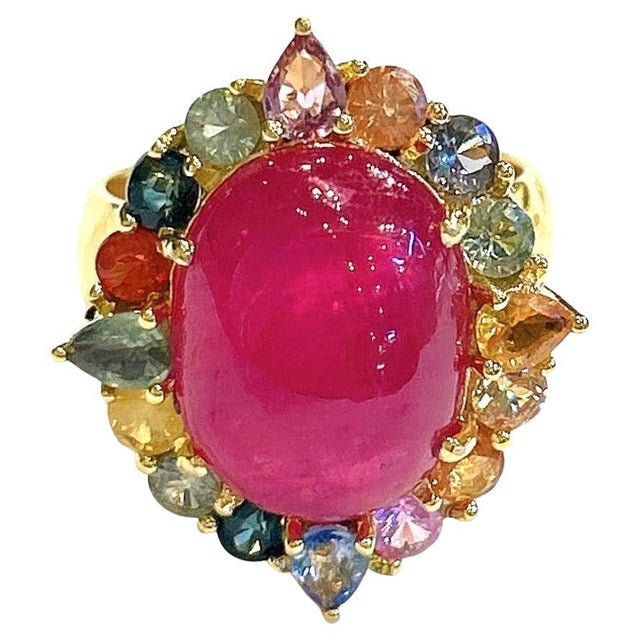 Bochic "Orient" Vintage Multi Sapphire & Ruby Ring Set In 18K Gold & Silver For Sale - Image 15 of 18