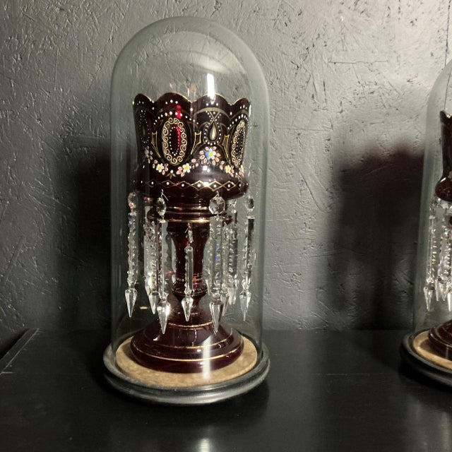 Glass Victorian Ruby Glass Lustres, 1895, Set of 2 For Sale - Image 7 of 8