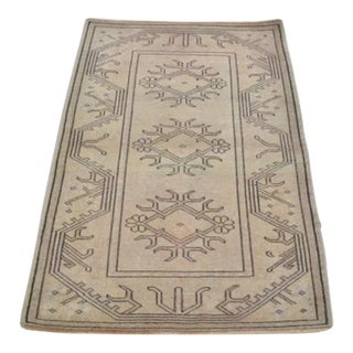 1950s Oushak Handknotted Floral Rug For Sale