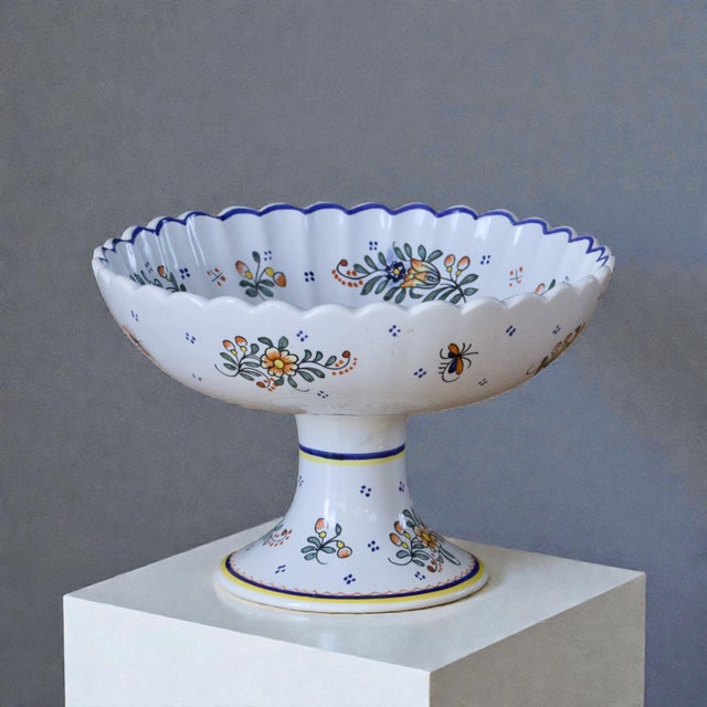 Vintage French Moustiers Pedestal Cup, 1950 For Sale - Image 6 of 8