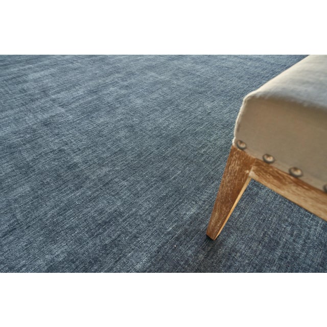 2020s Exquisite Rugs Roche Handmade New Zealand Wool Dark Blue Rug-6'X9' For Sale - Image 5 of 8