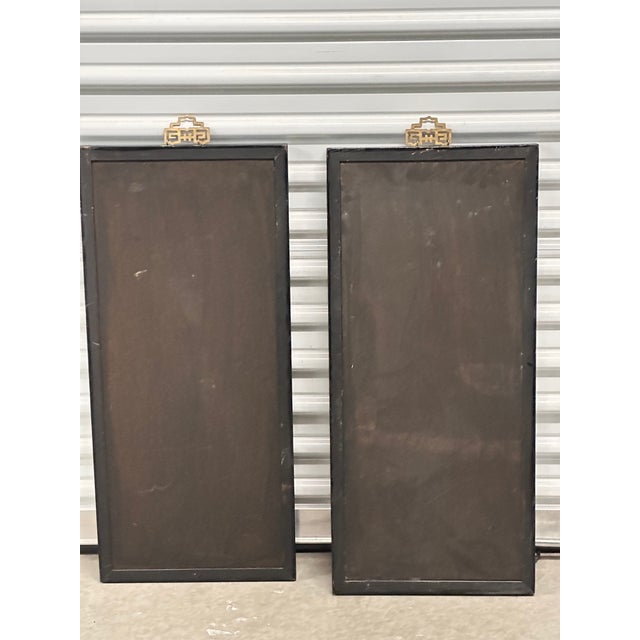 Gold Chinese Gilded Hand-Carved Wood Lacquer Scholars Relief Wall Decor Panel Set For Sale - Image 8 of 12