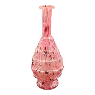 Vintage MCM Murano Style Pink Art Glass Vase For Sale