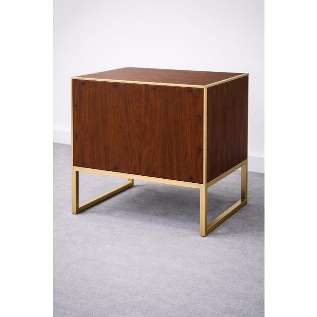 Walnut Nightstands with Brass Trim from Justfurnituress SRL, Set of 2 For Sale - Image 9 of 10