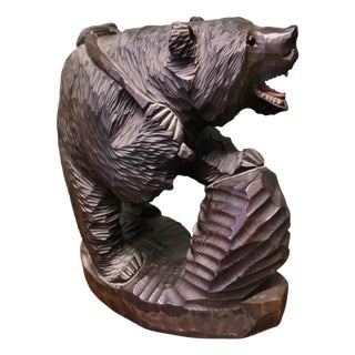 Large Edwardian Carved Linden Wood Bear, 1900 For Sale
