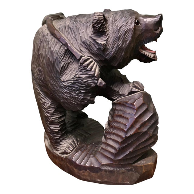 Large Edwardian Carved Linden Wood Bear, 1900 For Sale