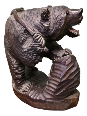 Large Edwardian Carved Linden Wood Bear, 1900