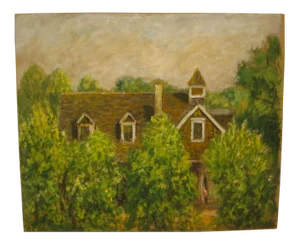 American Flag Home and Central Park At Night Oil Painting by Frank Hermann