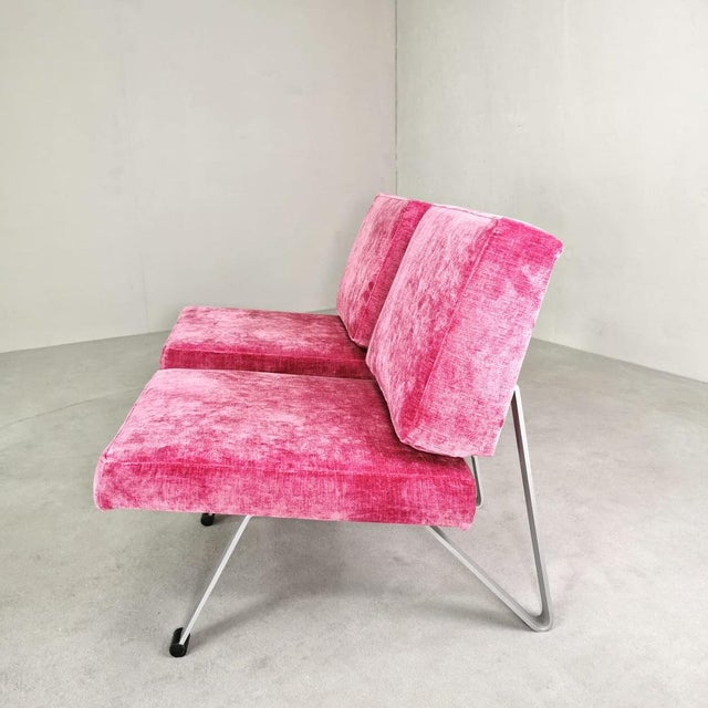 Pink Set of Vintage Armchairs in Fuchsia Velvet, 1960s For Sale - Image 8 of 14