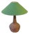 Large Danish Stoneware Table Lamp with Green Shade from Sejer, 1970s For Sale