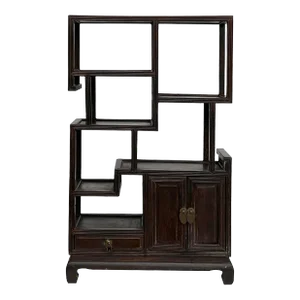 Chinese Vintage Solid Wood Curio Desktop Display Chest Stand