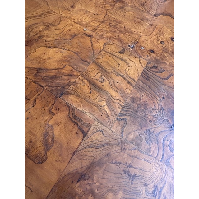 Late 20th Century Mid-Century Brass & Patch Burl Wood Top Oval Table For Sale - Image 4 of 12