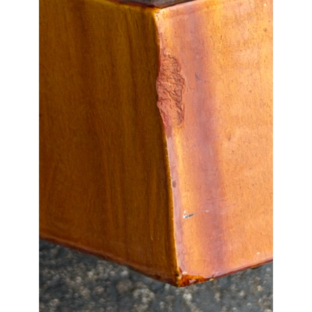 Monumental Glazed Ceramic Campana Urns on Pedestals 42" a Pair For Sale - Image 11 of 12