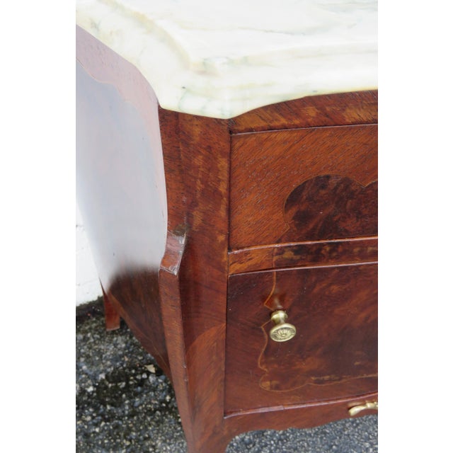 French Early 1900s Marble Top Inlay Commode Nightstand 6099 For Sale - Image 12 of 18