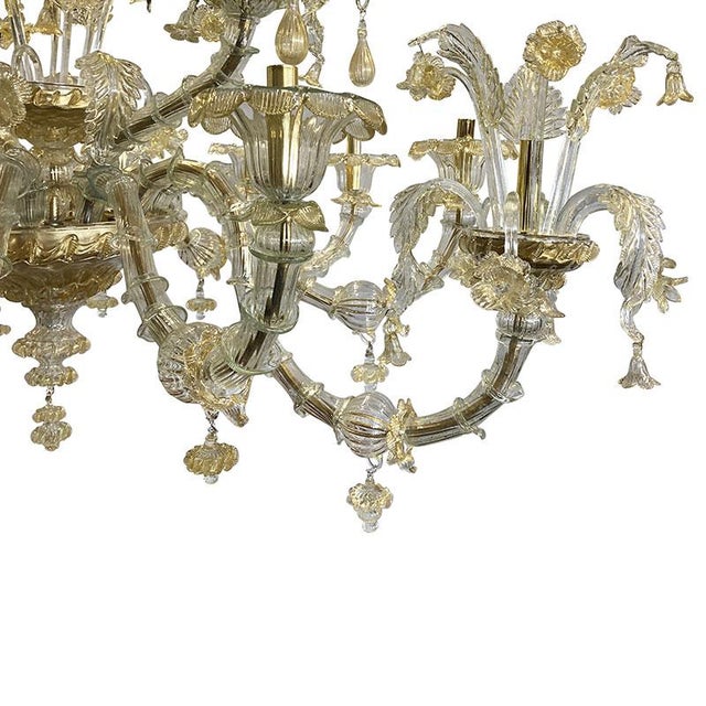 1950s Boat Chandelier in Gold Crystal Murano Glass, 1950s For Sale - Image 5 of 10
