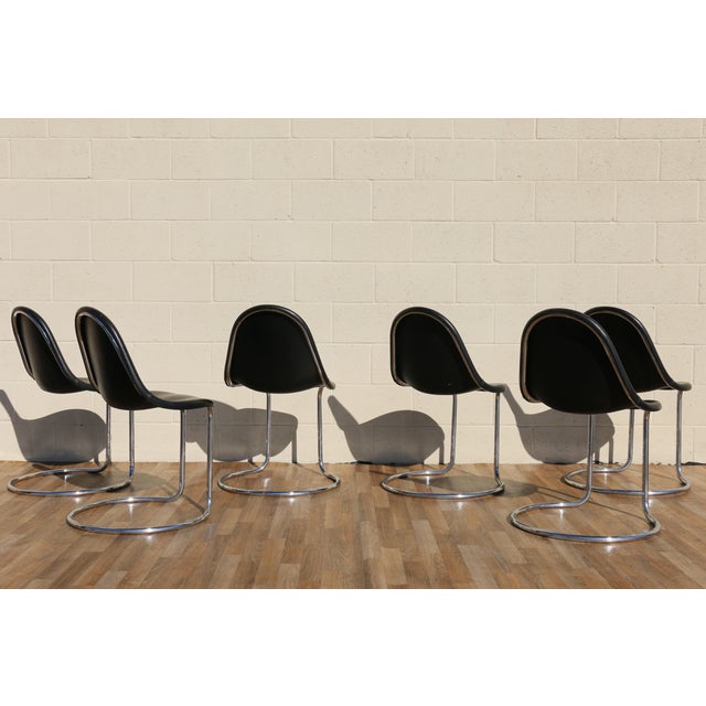 Animal Skin Set of Six “Maia” Dining Chairs by Giotto Stoppino for Bernini, Italy, 1960s – Chrome & Leather For Sale - Image 7 of 18
