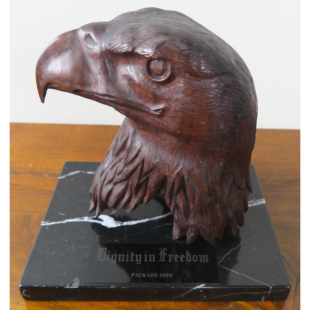 Carved Wood Eagle Head on Marble Base Chairish