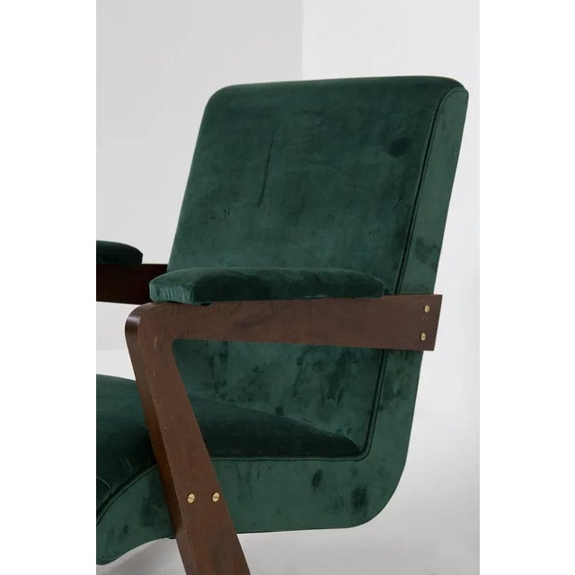 Set of 20th Century Brazilian Green Velvet Armchairs, 1950s For Sale - Image 10 of 12