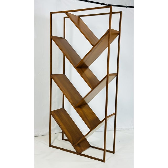 Danish Modern Geometric Wood Étagère Open Display Bookcase, Mid-Century Style For Sale In Los Angeles - Image 6 of 17