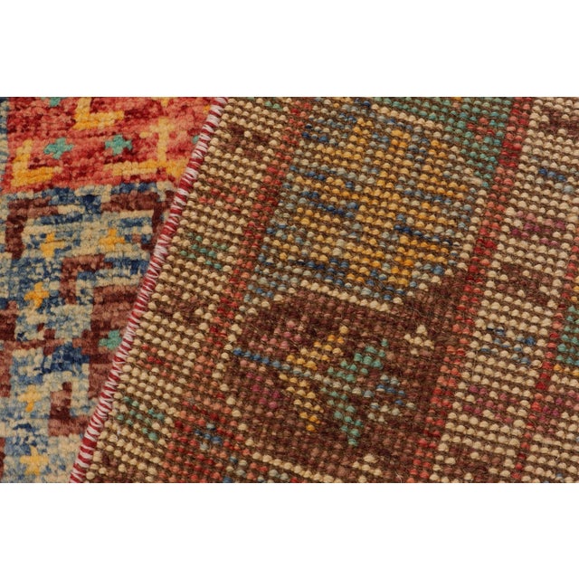 Red Boho Chic Balochi Hand Knotted Wool Rug - 4'3'' X 6'0'' For Sale - Image 8 of 9