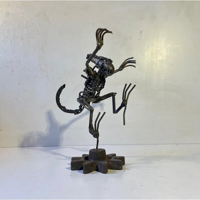 Gray Vintage Scap Art Alien in Recycled Steel, 1990s For Sale - Image 8 of 8