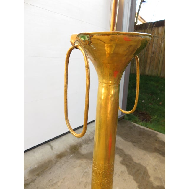Monumental 4ft Vintage Hammered Brass Ottoman Revival Floor Lamp ~ Repousse Art ~ Hollywood Regency / Bohemian ~ Antique Lighting For Sale - Image 13 of 18