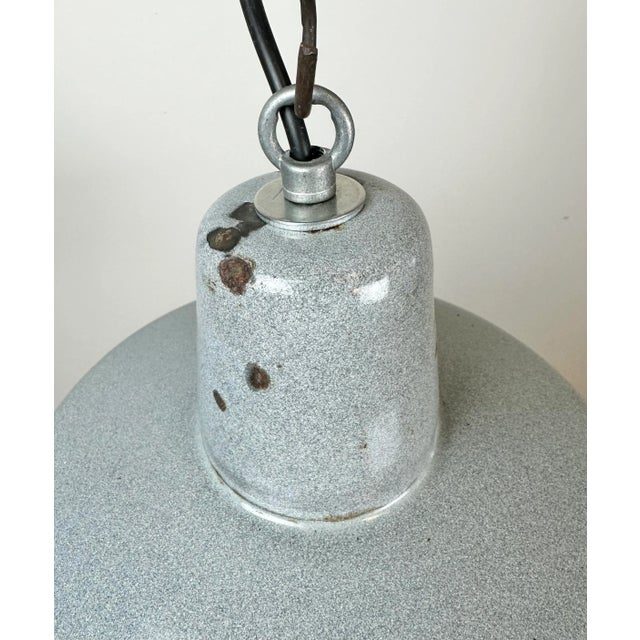 Industrial Grey Enamel Factory Lamp, 1960s For Sale - Image 10 of 13